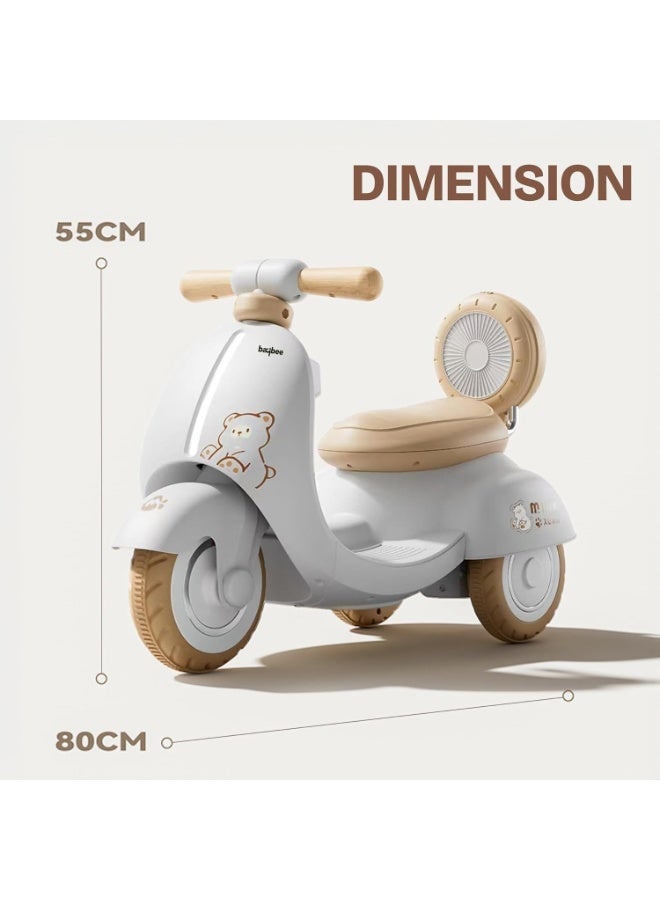 بيبي دراجة تيديو الكهربائية للأطفال، دراجة أطفال مزودة بإضاءة LED وموسيقى ودواسة قدم للتسارع | دراجة أطفال كهربائية للأطفال الصغار | دراجة أطفال تعمل بالبطارية للأولاد والبنات من عمر سنة إلى 4 سنوات، لون رمادي - Image 3
